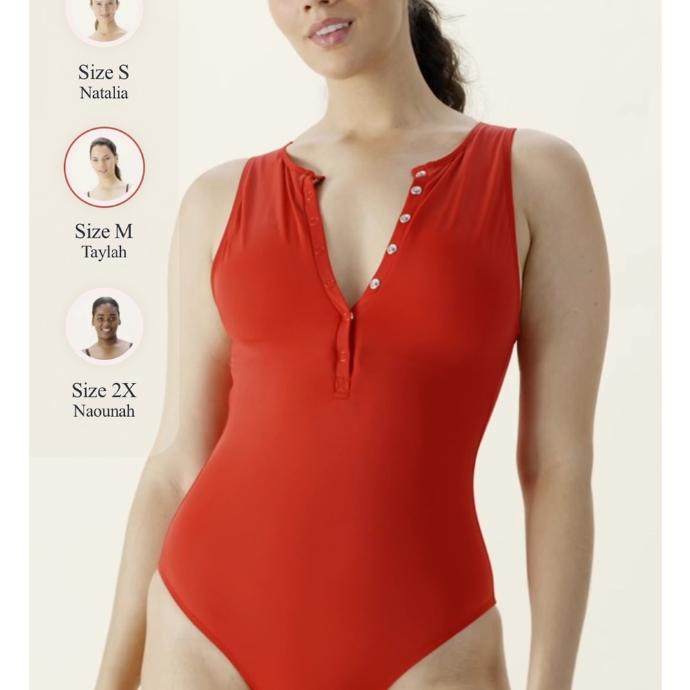 Women’s Red Snap-Front One-Piece Swimsuit